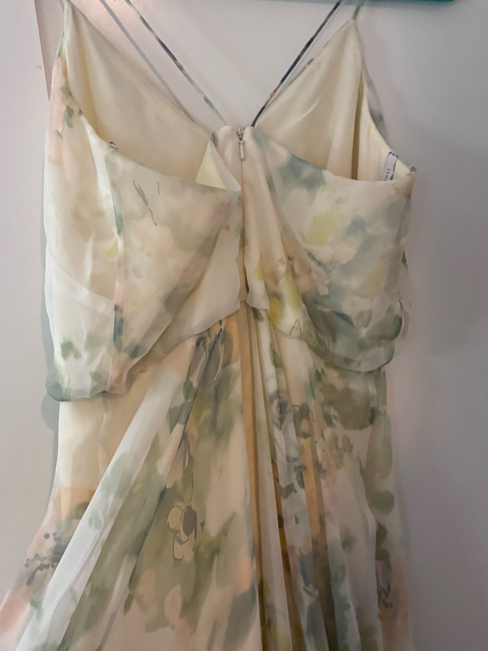 Jenny Yoo Collection Inesse V-neck Chiffon Gown Vintage Floral Ivory Sage Multi - Picture 3 of 7